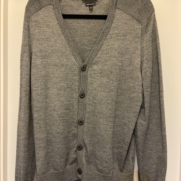 Express Merino Wool Blend Cardigan | Gray Button-Up Sweater | Size Large - Picture 1 of 3